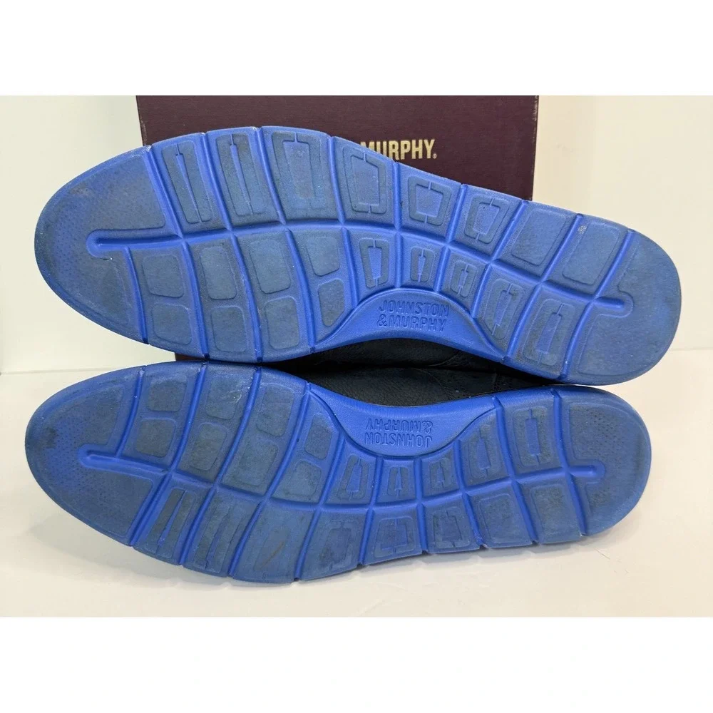 Johnston & Murphy EATON Plain Toe Men Shoes 13M Navy Blue Nubuck Leather 59-3849